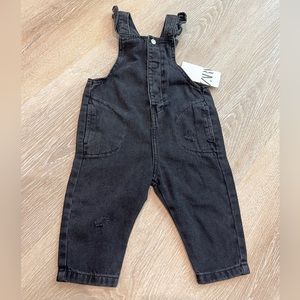 Zara Baby Girl Black Denim Overalls